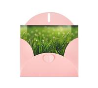 WHJSHOP Dew on the grass Prints Greeting Card - Premium Pearlescent Paper, Double Sided Pearl Effect, Love Buckle Pearl Paper Envelope