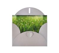 WHJSHOP Dew on the grass Prints Greeting Card - Premium Pearlescent Paper, Double Sided Pearl Effect, Love Buckle Pearl Paper Envelope