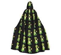 WHJSHOP Dinosaur eating apple Picture Adult Hooded Cape Cloak for Halloween, Role-playing Costumes, and Theme Parties