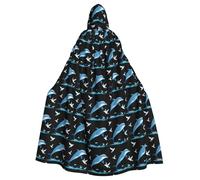 WHJSHOP Dolphins jumping among seagulls Picture Adult Hooded Cape Cloak for Halloween, Role-playing Costumes, and Theme Parties