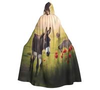 WHJSHOP donkey and flower Picture Adult Hooded Cape Cloak for Halloween, Role-playing Costumes, and Theme Parties