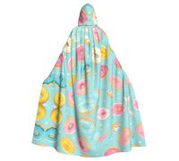 WHJSHOP donut Pattern Halloween Adult Hooded Cloak No Zipper, Comfortable & Durable for Role-Playing