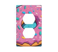 WHJSHOP Donut Prints Double Socket Wall Panel Electrical Socket Cover Plate is Shatter Resistant and Durable 4.5x2.76in