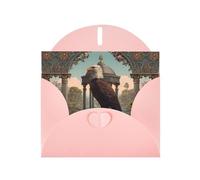 WHJSHOP Eagle on the Pavilion Prints Greeting Card - Premium Pearlescent Paper, Double Sided Pearl Effect, Love Buckle Pearl Paper Envelope