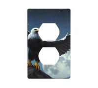 WHJSHOP Eagle Under The Stars Prints Double Socket Wall Panel Electrical Socket Cover Plate is Shatter Resistant and Durable 4.5x2.76in