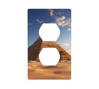 WHJSHOP Egyptian Pyramid in Desert Picture Double Socket Wall Panel Electrical Socket Cover Plate Shatter Decoration Durable 4.5x2.76in
