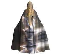 WHJSHOP Elegant white swans Pattern Halloween Adult Hooded Cloak ensuring easy care and long-lasting use