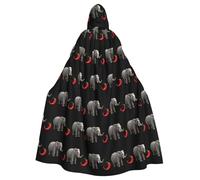WHJSHOP Elephant eating chili pepper Picture Adult Hooded Cape Cloak for Halloween, Role-playing Costumes, and Theme Parties