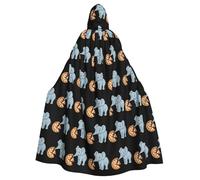 WHJSHOP Elephant eating pizza Picture Adult Hooded Cape Cloak for Halloween, Role-playing Costumes, and Theme Parties