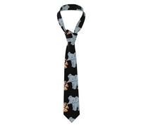 WHJSHOP Elephant eating pizza Prints Men's Necktie - Soft and Durable Polyester Fabric Neck Tie for Business, Wedding, and Parties, Black, One Size