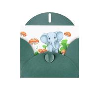 WHJSHOP Elephant in the Mushroom Garden Prints Greeting Card - Premium Pearlescent Paper, Double Sided Pearl Effect, Love Buckle Pearl Paper Envelope
