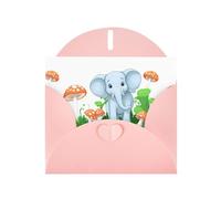 WHJSHOP Elephant in the Mushroom Garden Prints Greeting Card - Premium Pearlescent Paper, Double Sided Pearl Effect, Love Buckle Pearl Paper Envelope