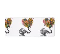 WHJSHOP Elephant with heart-shaped flower Prints Mouse Pad 12x31.5in