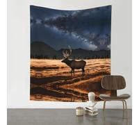 WHJSHOP Elk in the meadow Prints Original Wall Tapestry 60x51in - Boho Throw Blanket for Dorm Decor, Beach Picnic, & Bedroom Layering