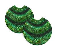 Whjshop Emerald Python Pattern Prints Car Interior Cup Holder Pad 2 Pc Waterproof & Quick for Cars, Trucks, Suvs, and Ships