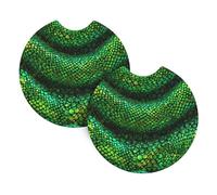 Whjshop Emerald Python Pattern Prints Car Interior Cup Holder Pad 2 Pc Waterproof & Quick for Cars, Trucks, Suvs, and Ships
