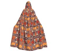 WHJSHOP Fall Prints Hooded Cloak - Dramatic Long-Sleeve Cosplay Layer