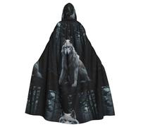WHJSHOP Fenrir Wolf Printing Halloween Adult Hooded Cape Large Hooded Cloak with Bow Tie, No Zipper