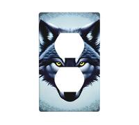 WHJSHOP Fierce Wolf Head Prints Double Socket Wall Panel Electrical Socket Cover Plate is Shatter Resistant and Durable 4.5x2.76in
