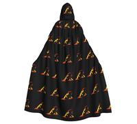 WHJSHOP Fire dragon under the volcano Picture Adult Hooded Cape Cloak for Halloween, Role-playing Costumes, and Theme Parties