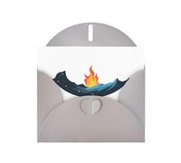 WHJSHOP Fire on the Moon Prints Greeting Card - Premium Pearlescent Paper, Double Sided Pearl Effect, Love Buckle Pearl Paper Envelope