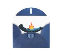 WHJSHOP Fire on the Moon Prints Greeting Card - Premium Pearlescent Paper, Double Sided Pearl Effect, Love Buckle Pearl Paper Envelope