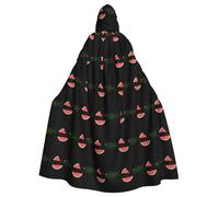 WHJSHOP Fish eating watermelon Picture Adult Hooded Cape Cloak for Halloween, Role-playing Costumes, and Theme Parties