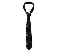WHJSHOP Fish eating watermelon Prints Men's Necktie - Soft and Durable Polyester Fabric Neck Tie for Business, Wedding, and Parties, Black, One Size