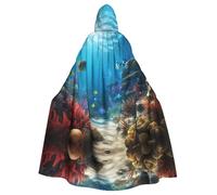 WHJSHOP Fish Ocean Theme Pattern Halloween Adult Hooded Cloak No Zipper, Comfortable & Durable for Role-Playing