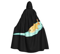 WHJSHOP Fish stranded on the beach Prints Adult Hooded Cape Cloak for Halloween, Role-Playing, and Costume Parties