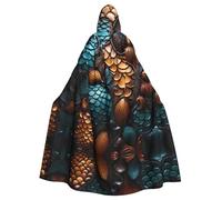 WHJSHOP fishscale pattern Prints Adult Hooded Cape Cloak for Halloween, Role-Playing, and Costume Parties