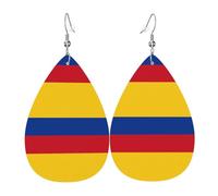 WHJSHOP Flag of Colombia Prints Dangle Leather Earrings - Chic Water Drop Drops for Festive Style & Everyday Sparkle
