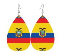 WHJSHOP Flag of Ecuador Prints Dangle Leather Earrings - Chic Water Drop Drops for Festive Style & Everyday Sparkle