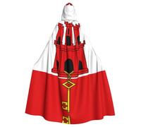 WHJSHOP Flag of Gibraltar Prints Adult Hooded Cape Cloak for Halloween, Role-Playing, and Costume Parties