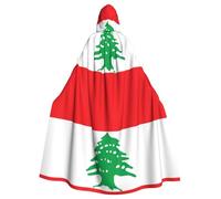 WHJSHOP Flag of Lebanon Printing Halloween Adult Hooded Cape Large Hooded Cloak with Bow Tie, No Zipper