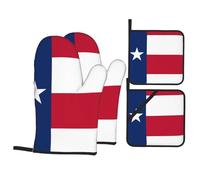 WHJSHOP Flag of Texas Prints Oven Mitts & Pot Holders Set - Waterproof Kitchen Layers & Heat Resistant - Durable Covers for Safe Cooking & Easy Cleanup