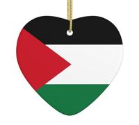 WHJSHOP Flag of The State of Palestine Pattern Christmas Ceramic Love Pendant Decoration Interior Decoration Festival Gift