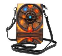 WHJSHOP Flaming Flywheel Picture Small Leather Women'S Crossbody Flip Phone Bag, Waterproof And Durable