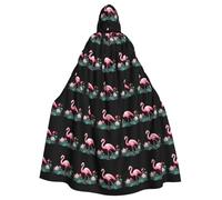WHJSHOP Flamingo among rose bushes Picture Adult Hooded Cape Cloak for Halloween, Role-playing Costumes, and Theme Parties