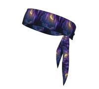 WHJSHOP Flowering Vines Under The Moon Pattern Sports Headscarf, Casual Headband, Elastic, Sweat Absorbing, Adjustable, Anti Slip