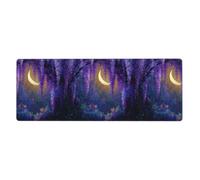 WHJSHOP Flowering Vines Under The Moon Prints Extra Large Mouse pad, Computer Office Anti Slip Gaming Keyboard Thickened Version 12x31.5in
