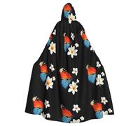 WHJSHOP Flowers and butterflies dance together Prints Halloween Adult Hooded Cloak No Zipper, Comfortable & Durable for Role-Playing