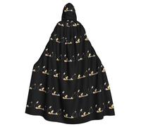 WHJSHOP Flowers and small animals on tires Picture Adult Hooded Cape Cloak for Halloween, Role-playing Costumes, and Theme Parties