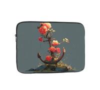 WHJSHOP Flowers on The Ship's Anchor Pattern Laptop Case - Shockproof Portable Laptop Sleeve Bag for Men and Women Business Travel, School, and Office Use