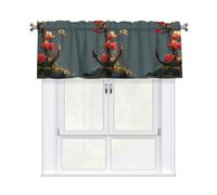 WHJSHOP Flowers on the ship's anchor Picture curtain with short pole, 54x18in for kitchen, bathroom, laundry room, and studio windows, featuring a light filtering