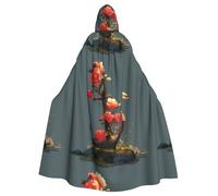 WHJSHOP Flowers on the ship's anchor Picture Halloween Adult Hooded Cloak No Zipper, Comfortable & Durable for Role-Playing