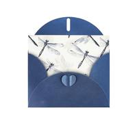 WHJSHOP Flying dragonfly Prints Greeting Card - Premium Pearlescent Paper, Double Sided Pearl Effect, Love Buckle Pearl Paper Envelope