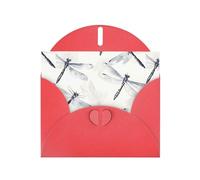 WHJSHOP Flying dragonfly Prints Greeting Card - Premium Pearlescent Paper, Double Sided Pearl Effect, Love Buckle Pearl Paper Envelope