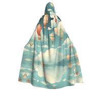 WHJSHOP Flying hot air balloon Pattern Halloween Adult Hooded Cloak ensuring easy care and long-lasting use