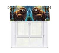 WHJSHOP Follow Your Dreams Sloth Prints Bright & Cozy Kitchen Window Layer - 54x18 Inch Peach Skin Valance for a Welcoming Home